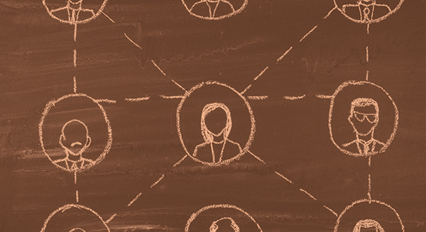 Organizational design map drawn on chalkboard