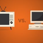 Image of a television and a computer next to each other