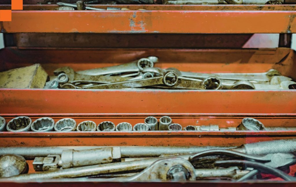 Old toolbox with tools