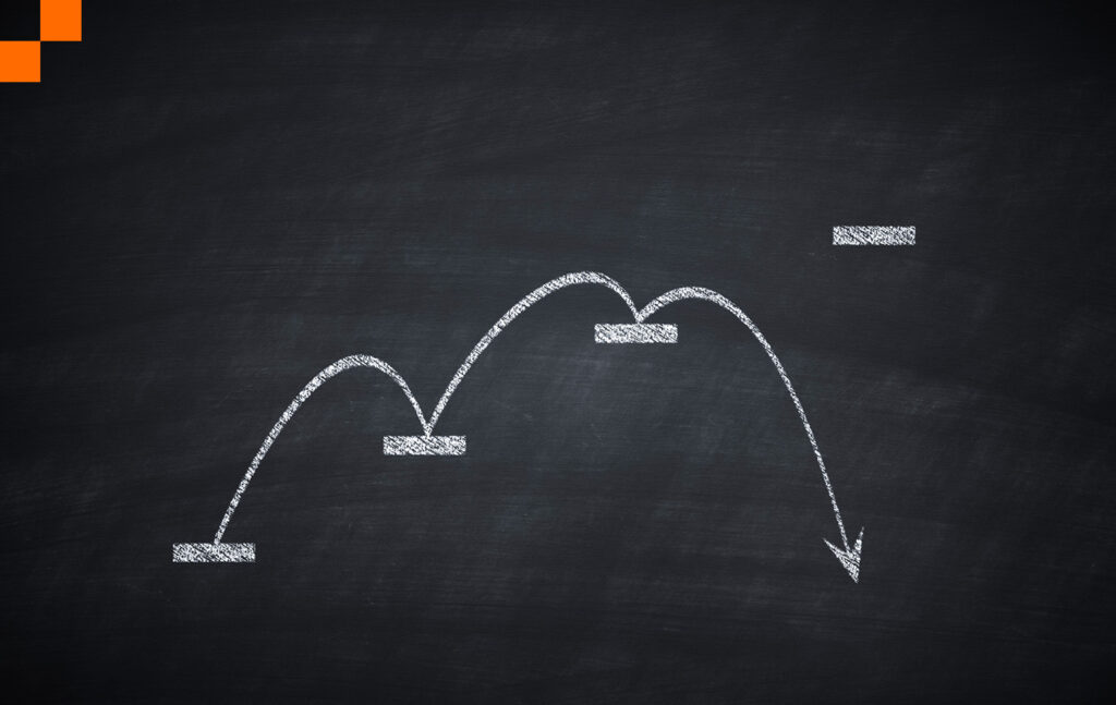 Chalkboard illustration of consecutive steps and missing final step